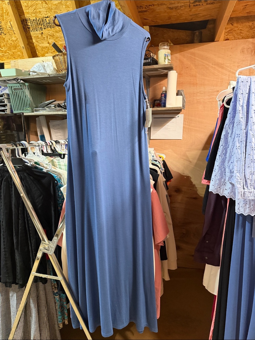 a new day Sleeveless Turtleneck Maxi Dress in Dusty Blue - Picture 1 of 2